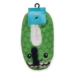 Slippers Dinosaur Socks Boys 10-12 Grippy Sock Girls Kids Green Socks SB